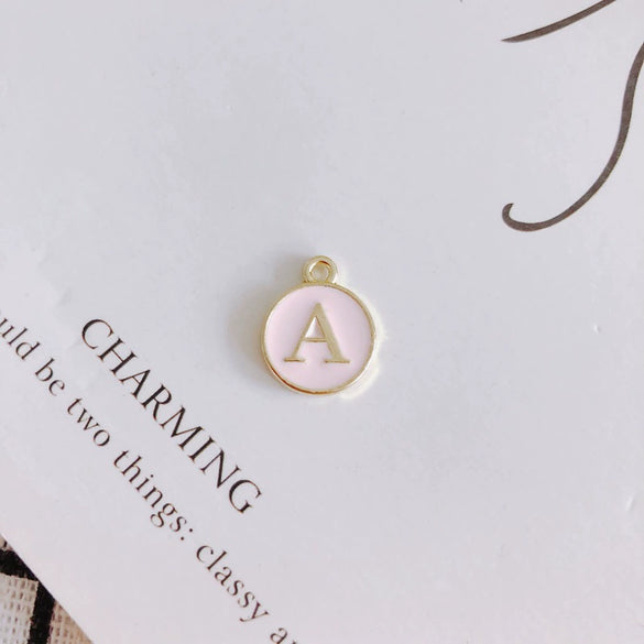 Wholesale Jewelry Accessories Alloy Dripping Oil Round English Letter Necklace Material