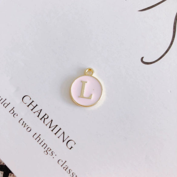 Wholesale Jewelry Accessories Alloy Dripping Oil Round English Letter Necklace Material