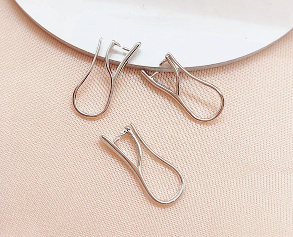 Wholesale Jewelry Accessories Alloy Ear Hook Clip Earrings Accessories Simple Gold Silver Glossy