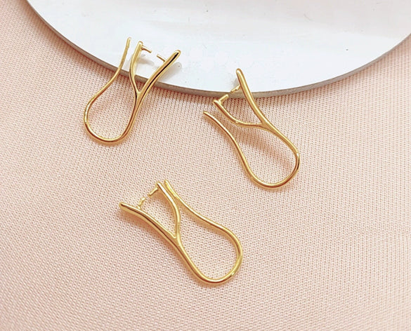 Wholesale Jewelry Accessories Alloy Ear Hook Clip Earrings Accessories Simple Gold Silver Glossy