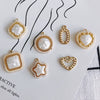 Wholesale Jewelry Accessories Alloy Geometric Shape Inlaid Pearl Electroplating Small Pendant Earrings