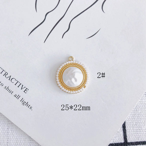 Wholesale Jewelry Accessories Alloy Geometric Shape Inlaid Pearl Electroplating Small Pendant Earrings