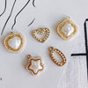 Wholesale Jewelry Accessories Alloy Geometric Shape Inlaid Pearl Electroplating Small Pendant Earrings