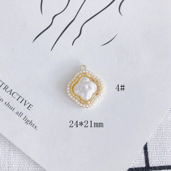 Wholesale Jewelry Accessories Alloy Geometric Shape Inlaid Pearl Electroplating Small Pendant Earrings