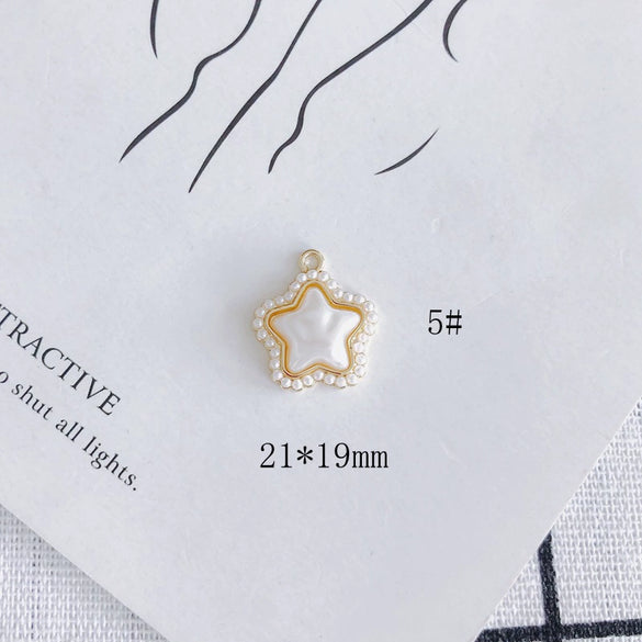 Wholesale Jewelry Accessories Alloy Geometric Shape Inlaid Pearl Electroplating Small Pendant Earrings
