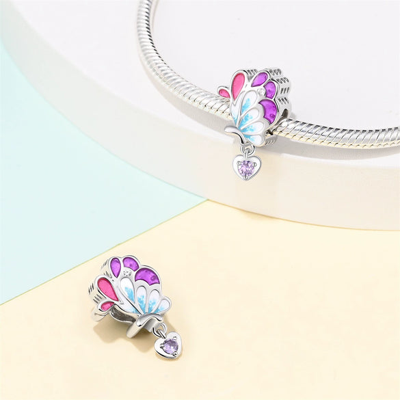 Wholesale Jewelry Accessories Butterfly Beads Bracelet 925 Silver Plated With Dripping Oil Treatment