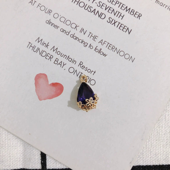 Wholesale Jewelry Accessories Copper Crystal Glass Inlaid Multi Color Zircon Hollow Flower Pendant