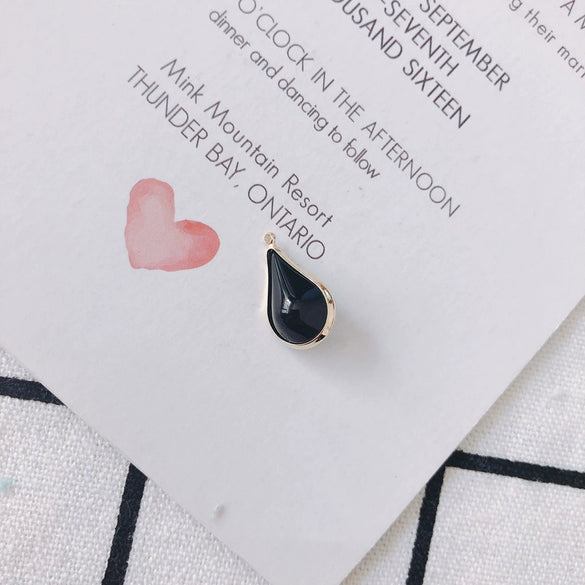 Wholesale Jewelry Accessories Copper Gold Edge Inlaid Rhinestones Transparent Multicolor Water Drop Glass Glaze Pendant Earrings