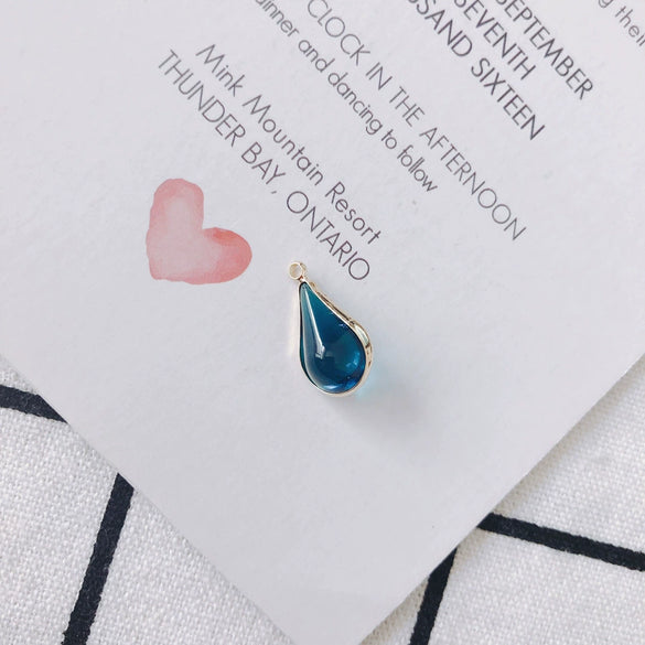 Wholesale Jewelry Accessories Copper Gold Edge Inlaid Rhinestones Transparent Multicolor Water Drop Glass Glaze Pendant Earrings