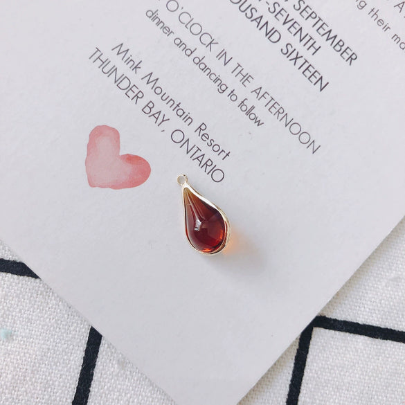 Wholesale Jewelry Accessories Copper Gold Edge Inlaid Rhinestones Transparent Multicolor Water Drop Glass Glaze Pendant Earrings