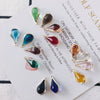 Wholesale Jewelry Accessories Copper Gold Edge Inlaid Rhinestones Transparent Multicolor Water Drop Glass Glaze Pendant Earrings