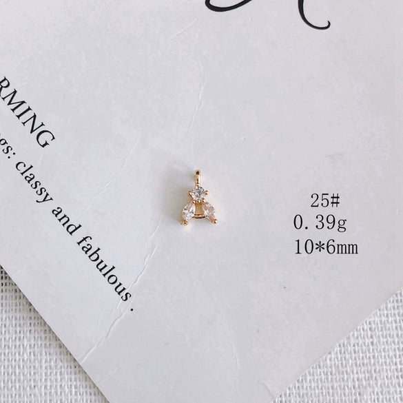 Wholesale Jewelry Accessories Copper Inlaid Zircon Moon Star Leaf Fan Pendant