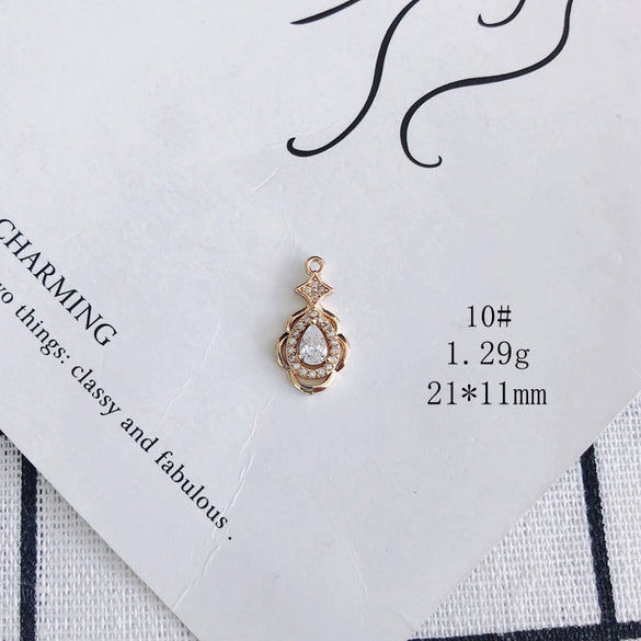 Wholesale Jewelry Accessories Copper Inlaid Zircon Moon Star Leaf Fan Pendant