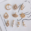 Wholesale Jewelry Accessories Copper Inlaid Zircon Moon Star Leaf Fan Pendant
