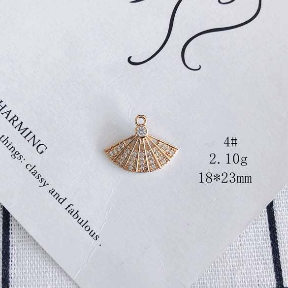 Wholesale Jewelry Accessories Copper Inlaid Zircon Moon Star Leaf Fan Pendant
