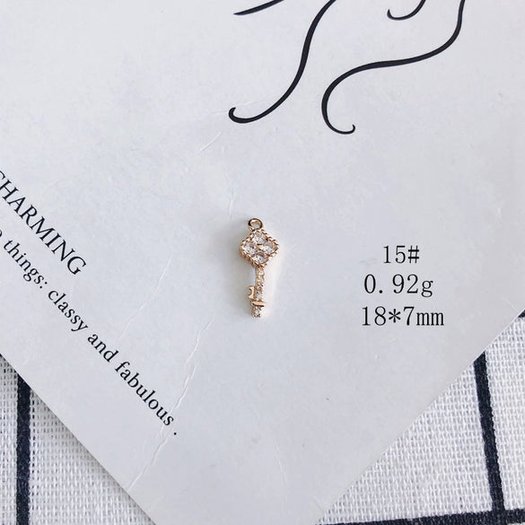 Wholesale Jewelry Accessories Copper Inlaid Zircon Moon Star Leaf Fan Pendant