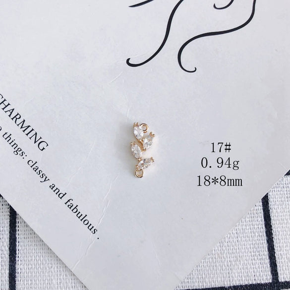Wholesale Jewelry Accessories Copper Inlaid Zircon Moon Star Leaf Fan Pendant