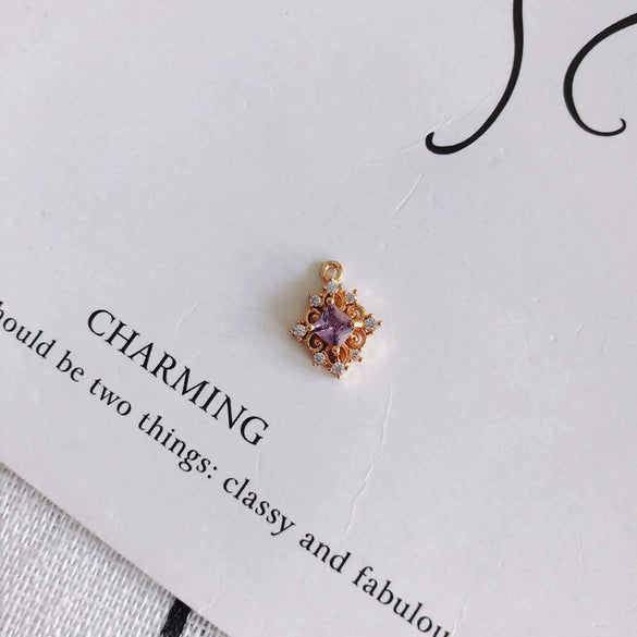 Wholesale Jewelry Accessories Copper Plated Multi Color Zircon Hollow Flower Pendant