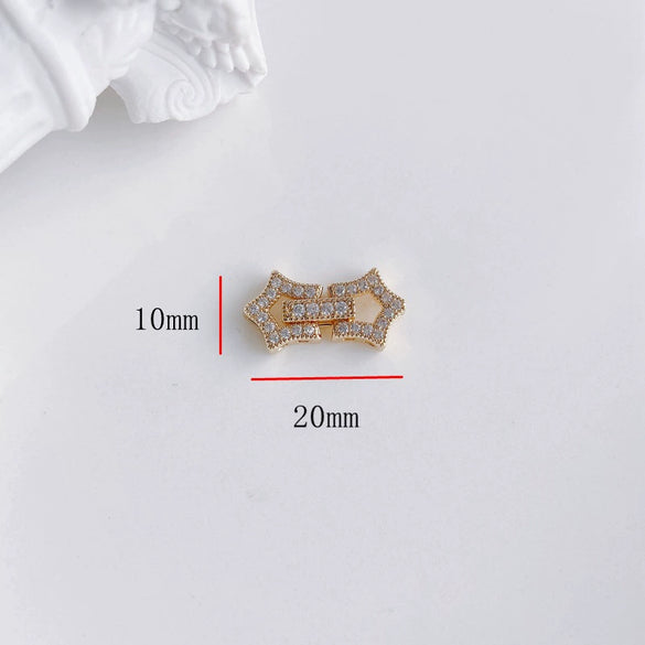 Wholesale Jewelry Accessories Copper Real Gold Inlaid Zirconium Flower Bow Star Double Buckle Electroplated Color Retaining Chain Buckle Pendant