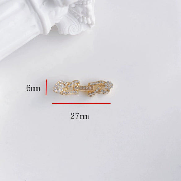 Wholesale Jewelry Accessories Copper Real Gold Inlaid Zirconium Flower Bow Star Double Buckle Electroplated Color Retaining Chain Buckle Pendant