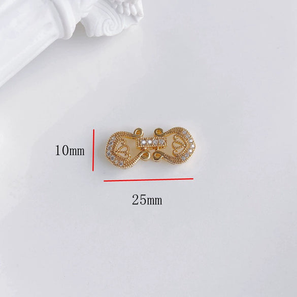 Wholesale Jewelry Accessories Copper Real Gold Inlaid Zirconium Flower Bow Star Double Buckle Electroplated Color Retaining Chain Buckle Pendant