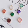 Wholesale Jewelry Accessories Copper Resin Geometric Round Gold Foil Inlay Double Hanging Pendant Necklace Material