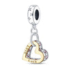 Wholesale Jewelry Accessories Copper Silver Plated Double Heart Shaped Dripping Oil Design Two Piece Set