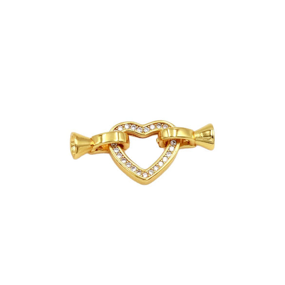 Wholesale Jewelry Accessories Copper Zircon Heart Connecting Buckle Electroplated Necklace
