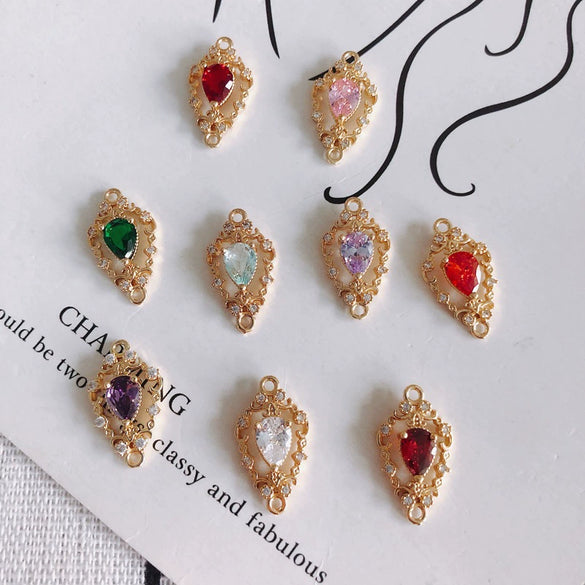 Wholesale Jewelry Accessories Copper Zircon Inlaid Double Hanging Hollow Pendant
