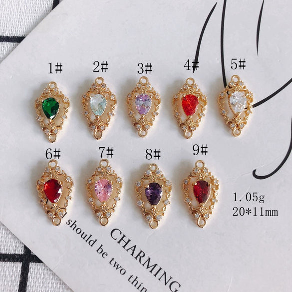 Wholesale Jewelry Accessories Copper Zircon Inlaid Double Hanging Hollow Pendant