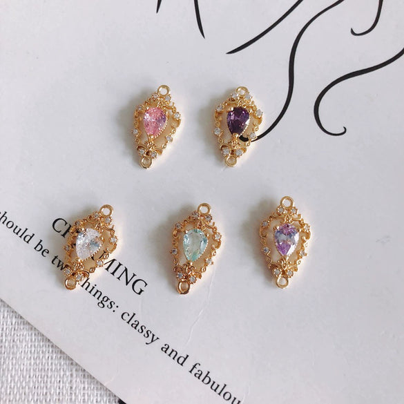 Wholesale Jewelry Accessories Copper Zircon Inlaid Double Hanging Hollow Pendant