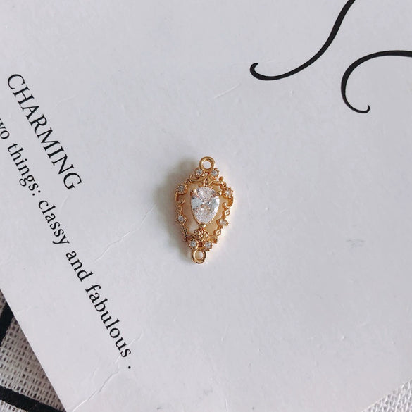 Wholesale Jewelry Accessories Copper Zircon Inlaid Double Hanging Hollow Pendant
