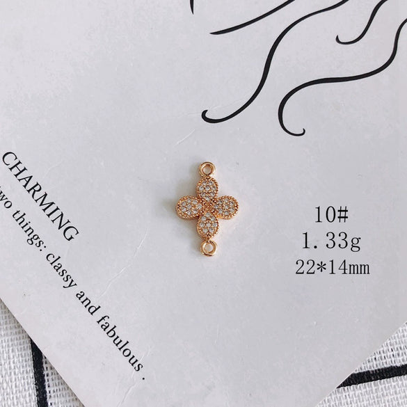 Wholesale Jewelry Accessories Copper Zircon Inlaid Star Bow Four Leaf Clover Hollow Pendant
