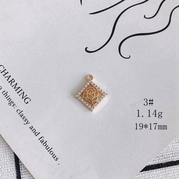 Wholesale Jewelry Accessories Copper Zircon Inlaid Star Bow Four Leaf Clover Hollow Pendant