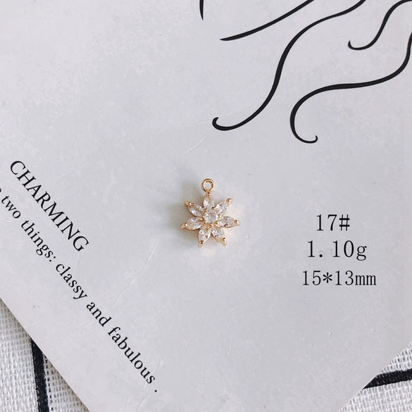 Wholesale Jewelry Accessories Copper Zircon Inlaid Star Bow Four Leaf Clover Hollow Pendant