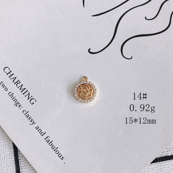 Wholesale Jewelry Accessories Copper Zircon Inlaid Star Bow Four Leaf Clover Hollow Pendant