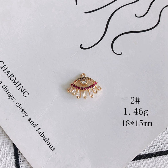 Wholesale Jewelry Accessories Copper Zircon Inlaid Star Bow Four Leaf Clover Hollow Pendant