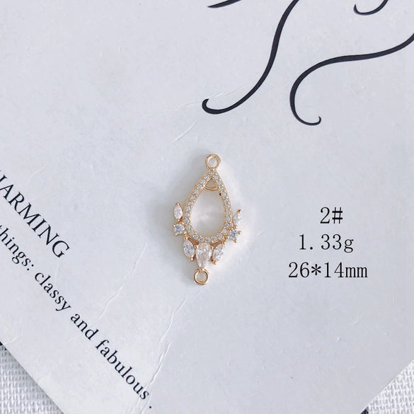 Wholesale Jewelry Accessories Copper Zircon Inlay Flower Moon Hollow Necklace Material