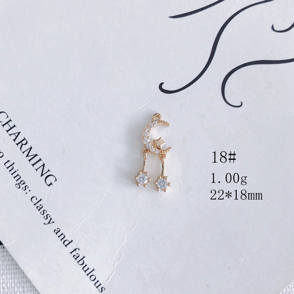 Wholesale Jewelry Accessories Copper Zircon Inlay Flower Moon Hollow Necklace Material