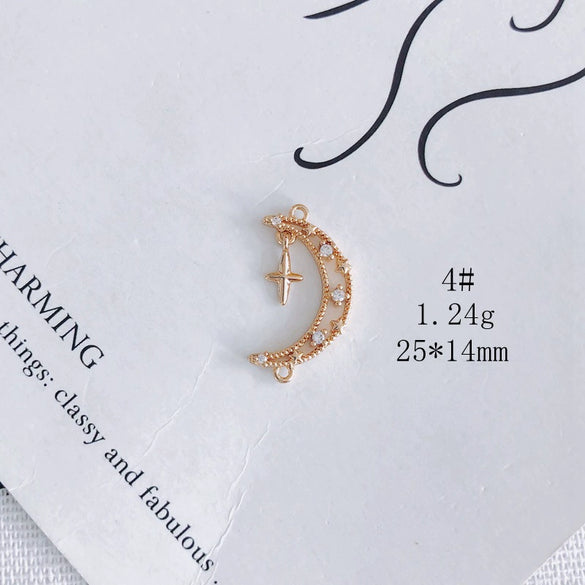 Wholesale Jewelry Accessories Copper Zircon Inlay Flower Moon Hollow Necklace Material