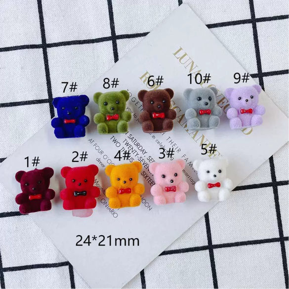Wholesale Jewelry Accessories Flocking Velvet Bow Tie Bear Earrings