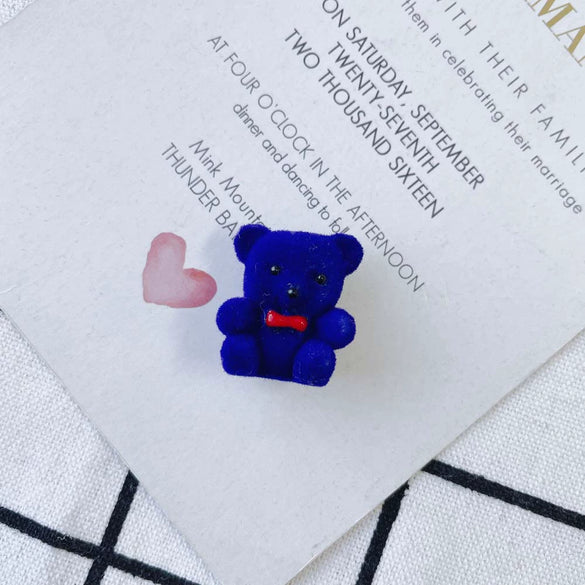 Wholesale Jewelry Accessories Flocking Velvet Bow Tie Bear Earrings
