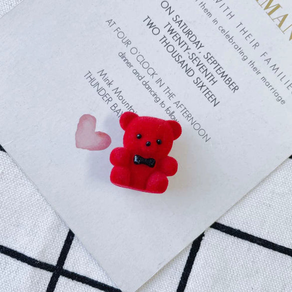Wholesale Jewelry Accessories Flocking Velvet Bow Tie Bear Earrings