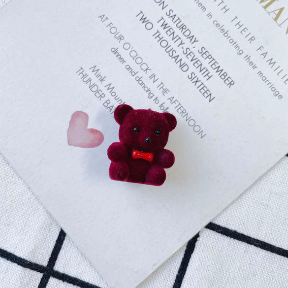 Wholesale Jewelry Accessories Flocking Velvet Bow Tie Bear Earrings