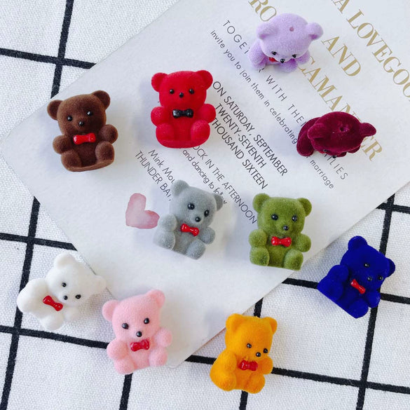 Wholesale Jewelry Accessories Flocking Velvet Bow Tie Bear Earrings
