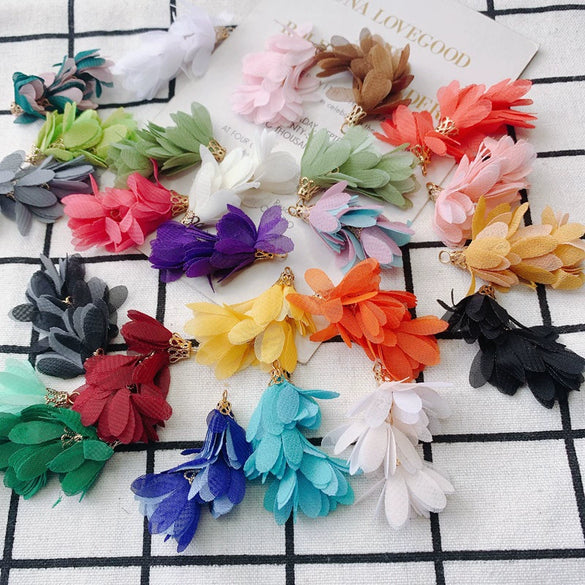 Wholesale Jewelry Accessories Fresh Tassel Small Flower Earrings Pendant Handwoven Fabric Material