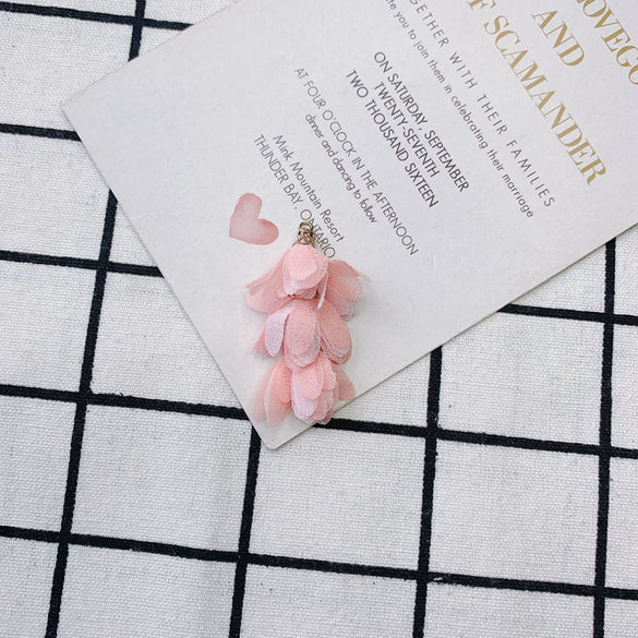Wholesale Jewelry Accessories Fresh Tassel Small Flower Earrings Pendant Handwoven Fabric Material