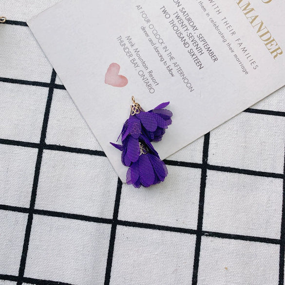 Wholesale Jewelry Accessories Fresh Tassel Small Flower Earrings Pendant Handwoven Fabric Material