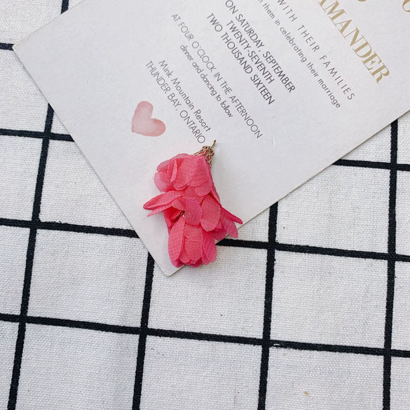 Wholesale Jewelry Accessories Fresh Tassel Small Flower Earrings Pendant Handwoven Fabric Material