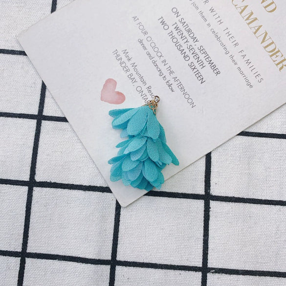 Wholesale Jewelry Accessories Fresh Tassel Small Flower Earrings Pendant Handwoven Fabric Material